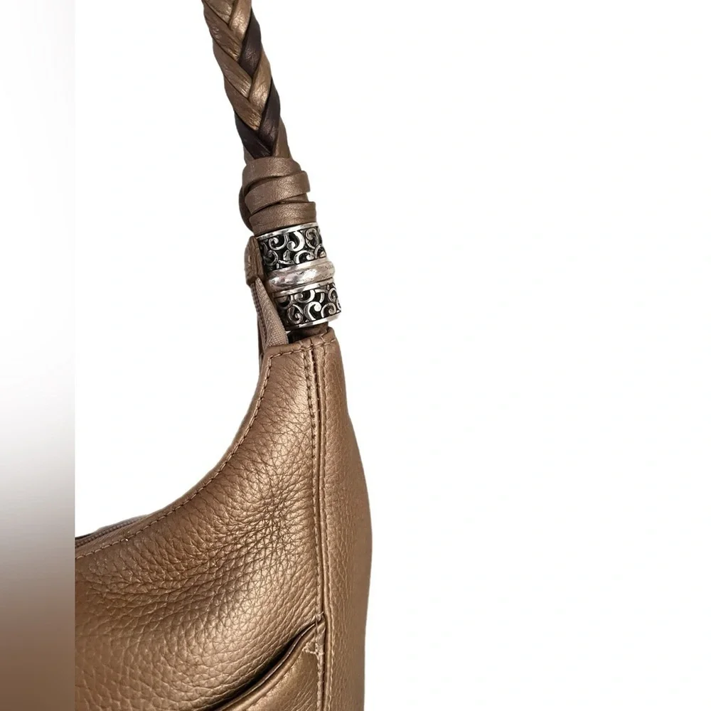 Brighton Barbados Ziptop Hobo bag.  Zinc Pearl color.  Brighton hardware